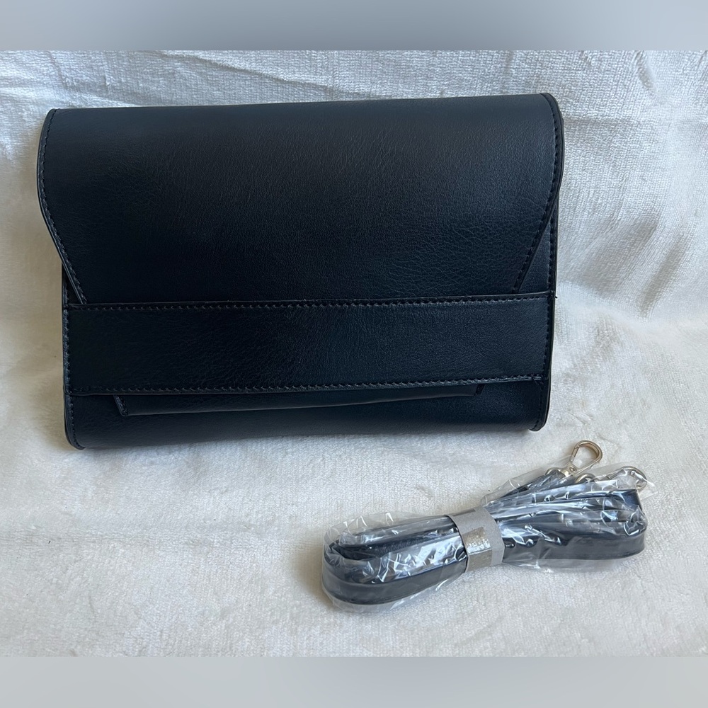 Summer & Rose Celine Crossbody Bag or Clutch with Detachable Strap in Black